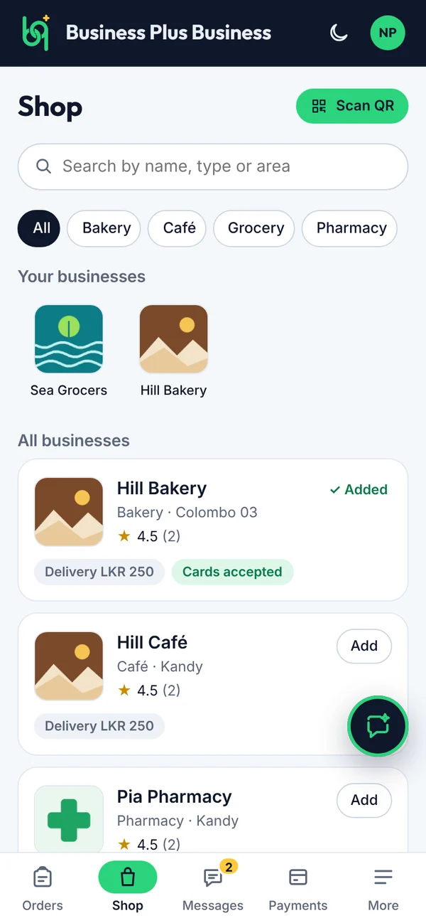 Finding businesses on a phone