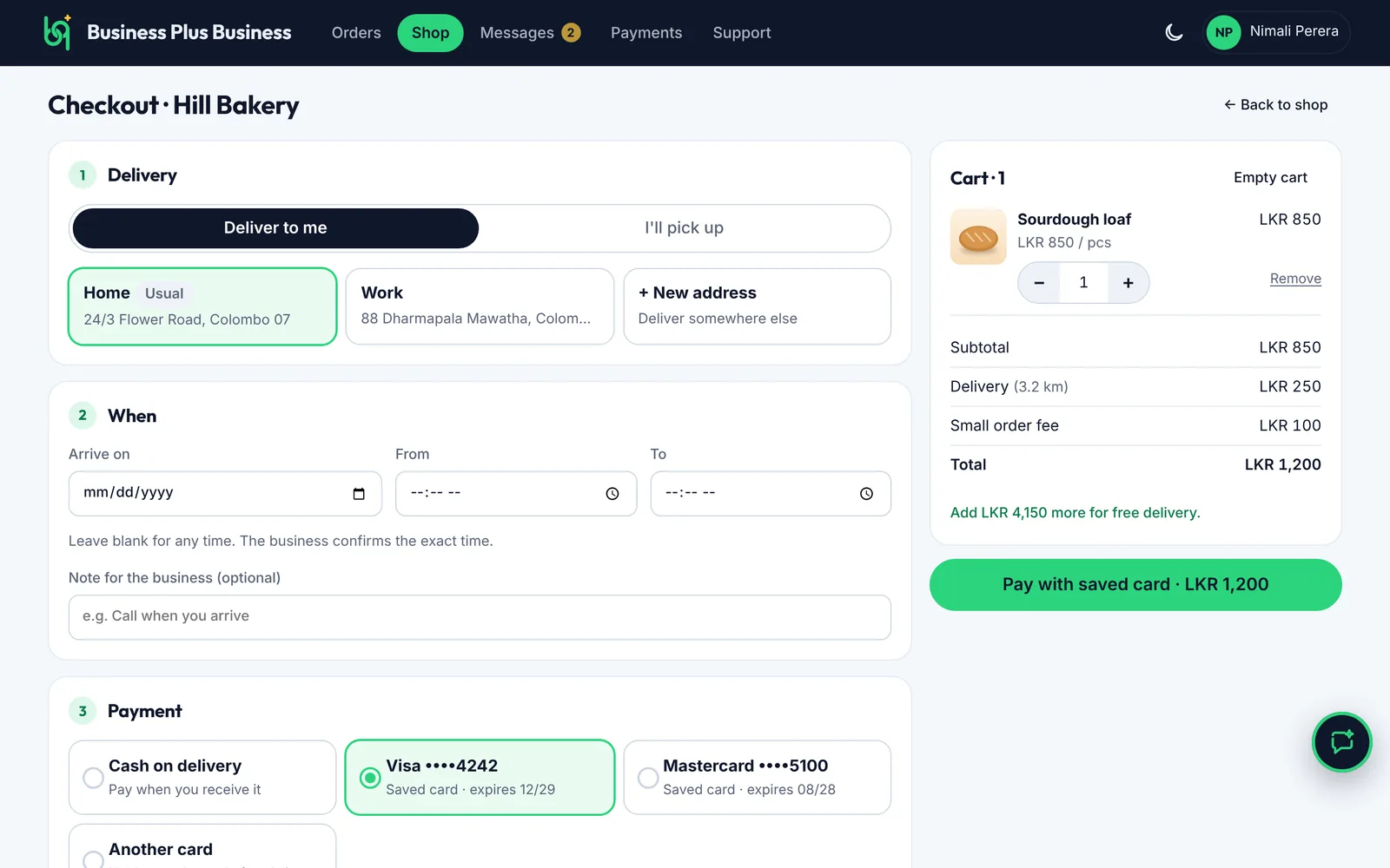 Delivery fee, small order fee and the free delivery amount on a computer