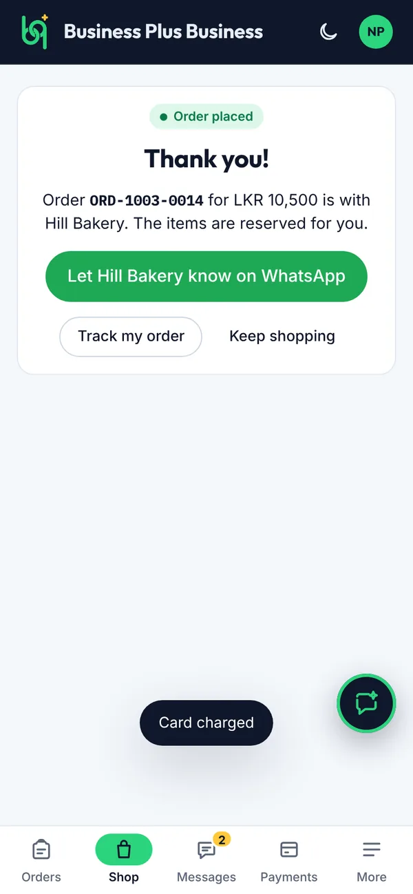 Your order is placed on a phone
