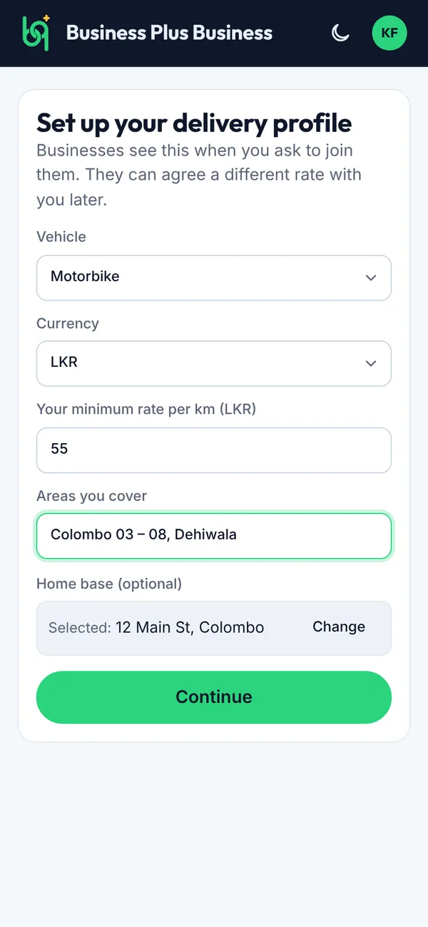 Set up your delivery profile on a phone