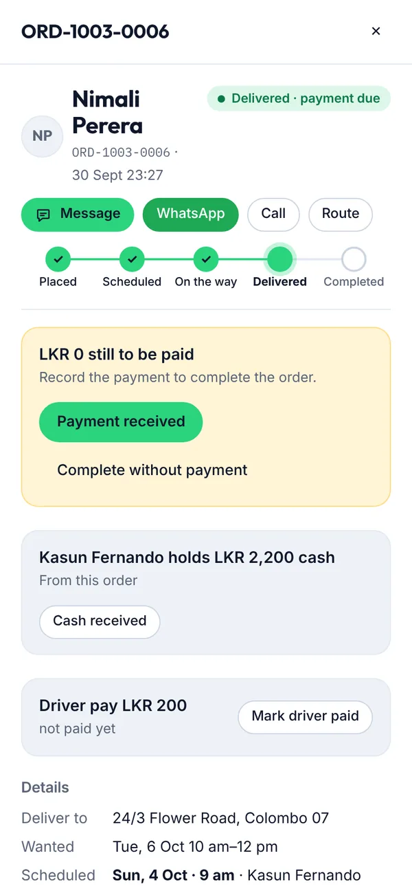 Recording a payment on a phone