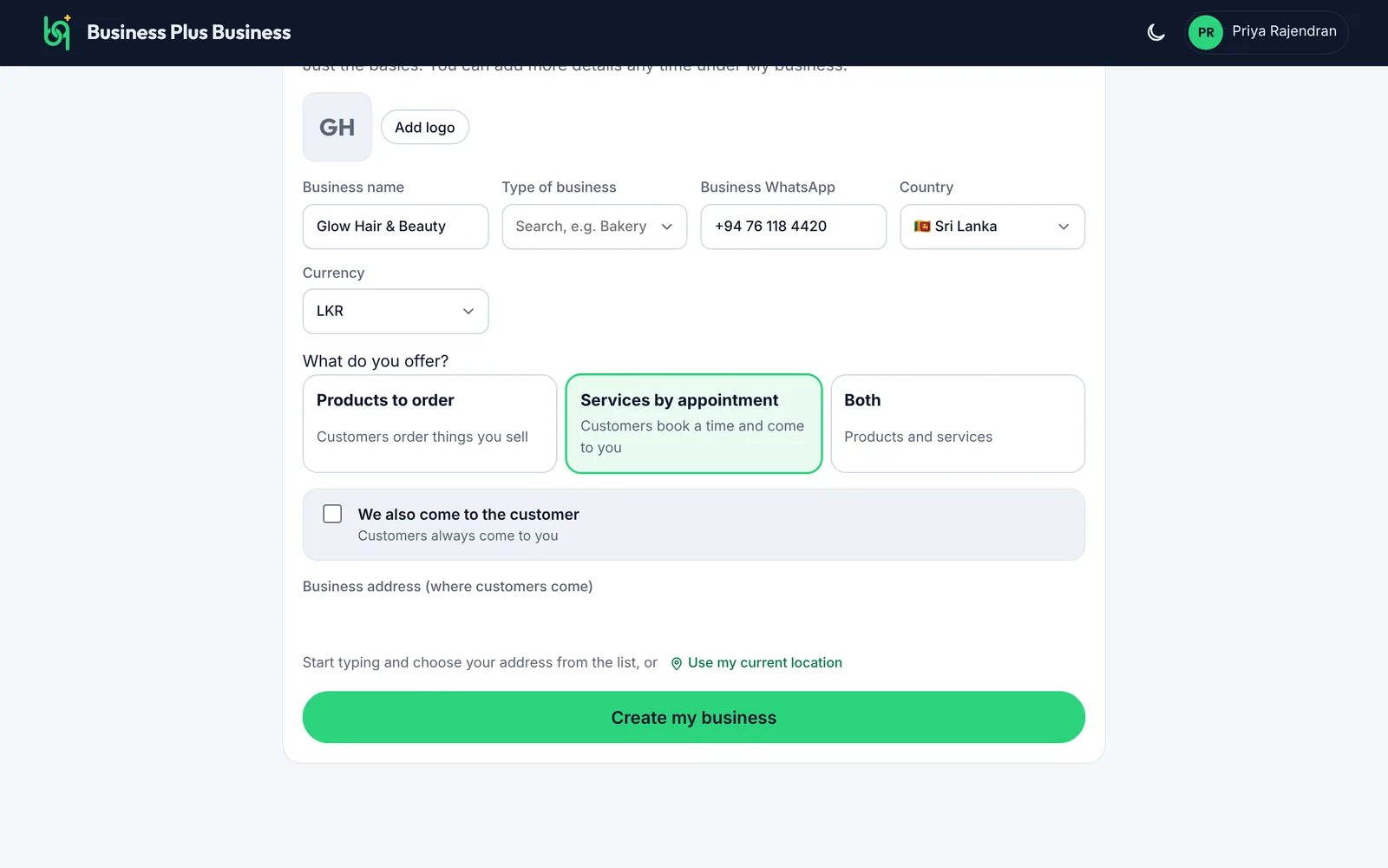 Setting up a business for services on a computer